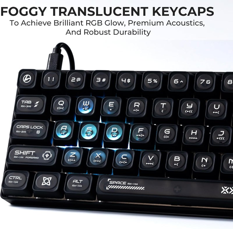 OHY XVX Black Shine Through Keycaps for Mechanical Keyboards - 136 Keys Black Translucent Cat Eye Design,Cherry MAX Profile, PC+PBT Frosted RGB Keycaps - Image 2
